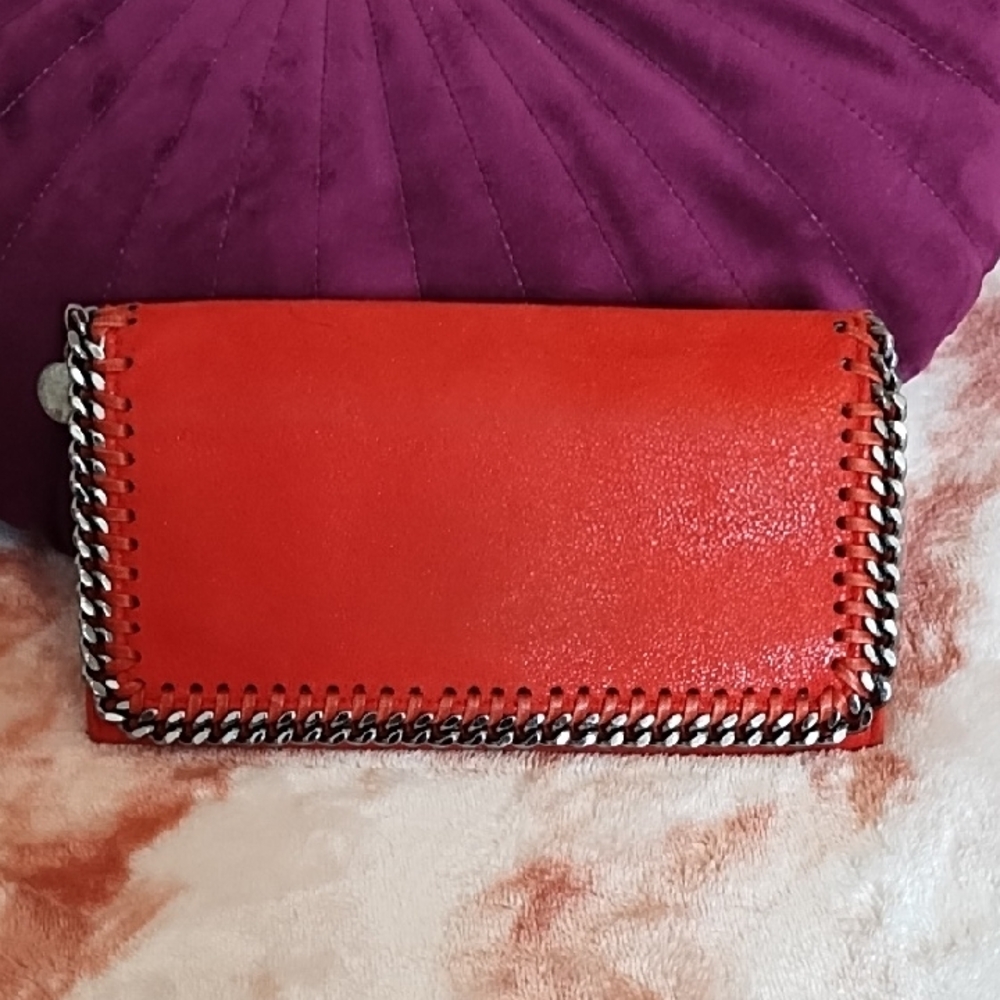 Stella McCartney Red Chain Trim Wallet